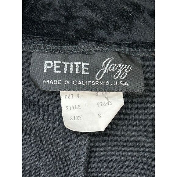 Petite Jazz Long‎ Sleeve Velvet Bodycon Dress Black Women's Size 8 Vintage 90s - Picture 5 of 7